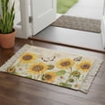 thumbnail image 3 of Bathroom Rug 2'x 3', Sunflower Farmhouse Woven Cotton Washable Rug with Tassels, Spring Summer Retro Floral Butterflies Non Slip Front Door Mat for Entrance, Doorway, Hallway, Laundry Room, 3 of 9