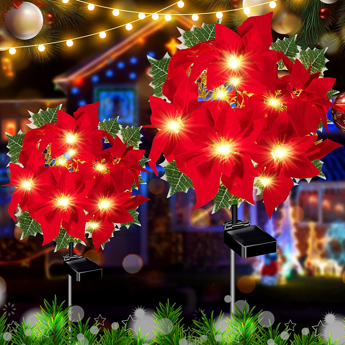 4pc Solar Christmas Tree Garden Stake Lights Waterproof Christmas Decorations Tree Lights Outdoor Xmas Tree Light Christmas décor Pathway Lights