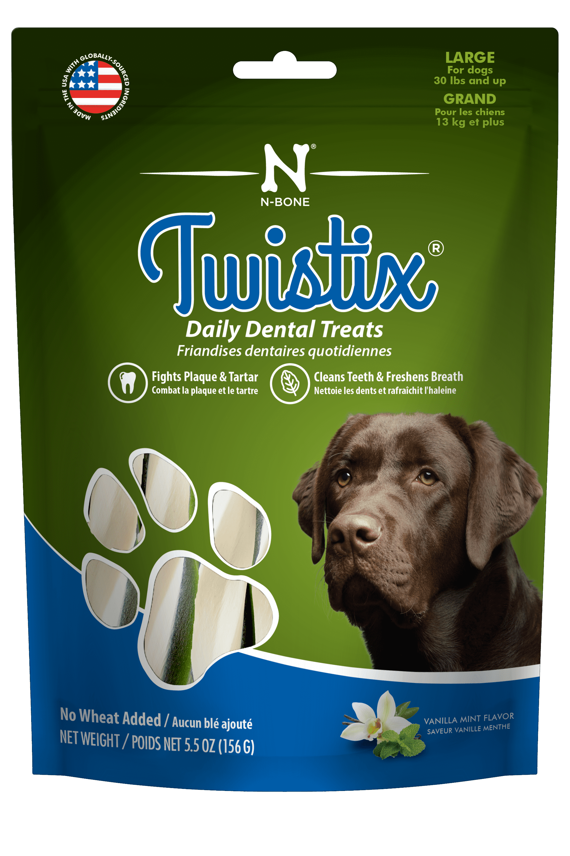 Twistix Dental Treats Dog Vanilla Mint LARGE 5.5 oz