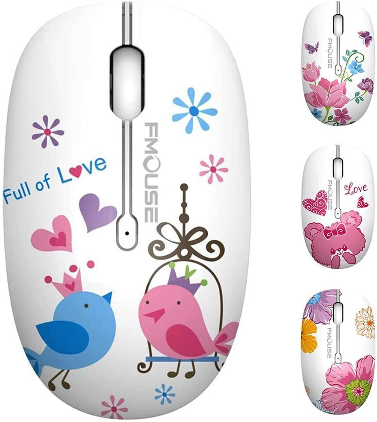 Souris Sans Fil En Forme De Cœur Rose Diamant - Bluetooth Et 2.4G, Silencieuse, Pour Enfants Et Adultes - 8