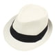 thumbnail image 3 of Moda Hombres Mujeres Sombrero de Paja Cinta de contraste Fedora Sombrero rizado Unisex Panamá J CACAGOO  Sombrero de copa, 3 of 7