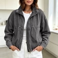 thumbnail image 5 of VBVC Women's Zip Up Denim Bomber Jacket , Casual Collared Jean Coat For Women , Ladies' Elastic Hem Outerwear with Pockets, Gray , S-2XL, 5 of 9