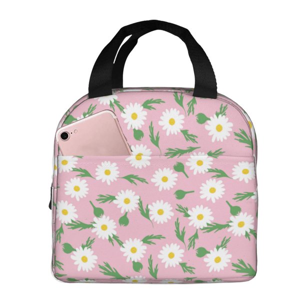 Easygdp Daisies Flowers Bolsa Térmica Premium - Tela Oxford Impermeable, Gran Capacidad, Bolsillo Frontal, Unisex para Trabajo, Escuela, Actividades al Aire Libre y Picnics