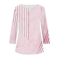thumbnail image 6 of Ashirexll Tops for Women Trendy, Womens Casual Tops, Fashion Casual Striped Round Neck 3/4 Sleeve Summer T-Shirt, 6 of 6