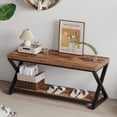 thumbnail image 4 of Wooden Bench Indoor  Wood Entry Way Bench with Shoe Storage Rack for Entryway  Industrial Entryway Bench Seat for Foyer Bedroom Living Room Entrance Organization  Rustic  Oak   Long, 4 of 4