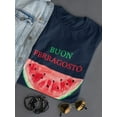thumbnail image 3 of Buon Ferragosto Watercolor Melon T-Shirt Women -Image by Shutterstock, Female 3X-Large, 3 of 4