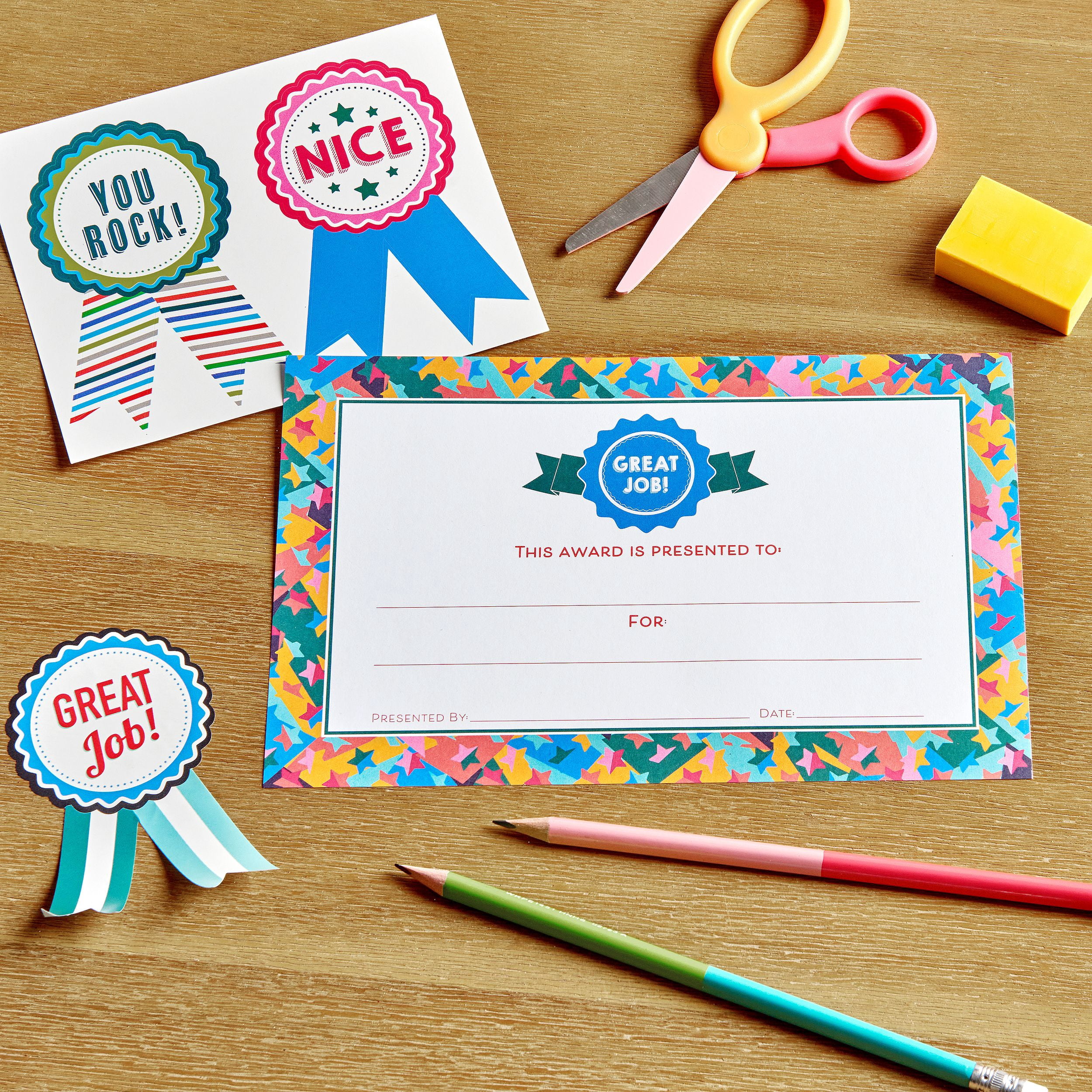 (4 pack) Gartner Studios "Great Job" Certificates, Unisex, Paper Recognition Awards, 20 Pack