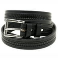 thumbnail image 3 of 1 1/4" Black Bridle Leather Belt With Embossing And Double Loops Made In USA, 3 of 4