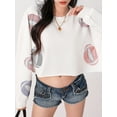 thumbnail image 6 of Yunliwuli Women Sweatshirt, Long Sleeve Crew Neck Shiny Rugby Hoodie Pullover Fall Crop Top, 6 of 10
