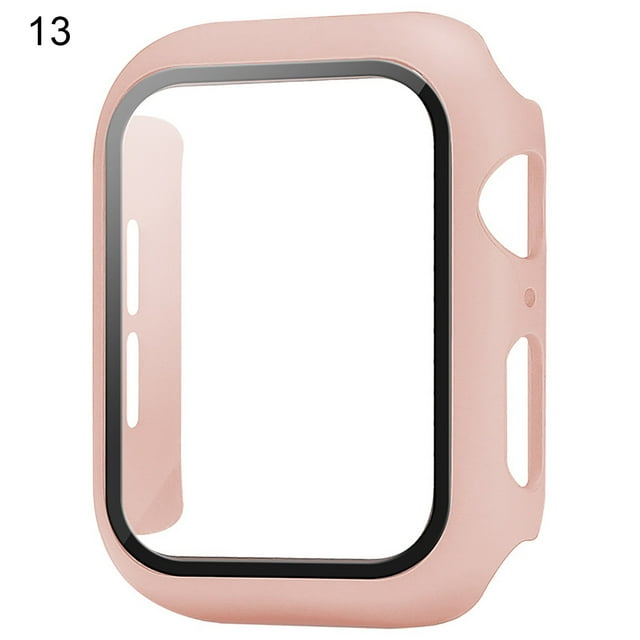 Flmtop 1 Pce Protecteur d'Écran de Montre avec Protection Globale à 360° Anti-Rayures Étuis de Montre Intelligente PC Verre Trempé Protecteur d'Écran de Montre Housse de Protection Confortable Compatible avec Apple Watch 6/Se