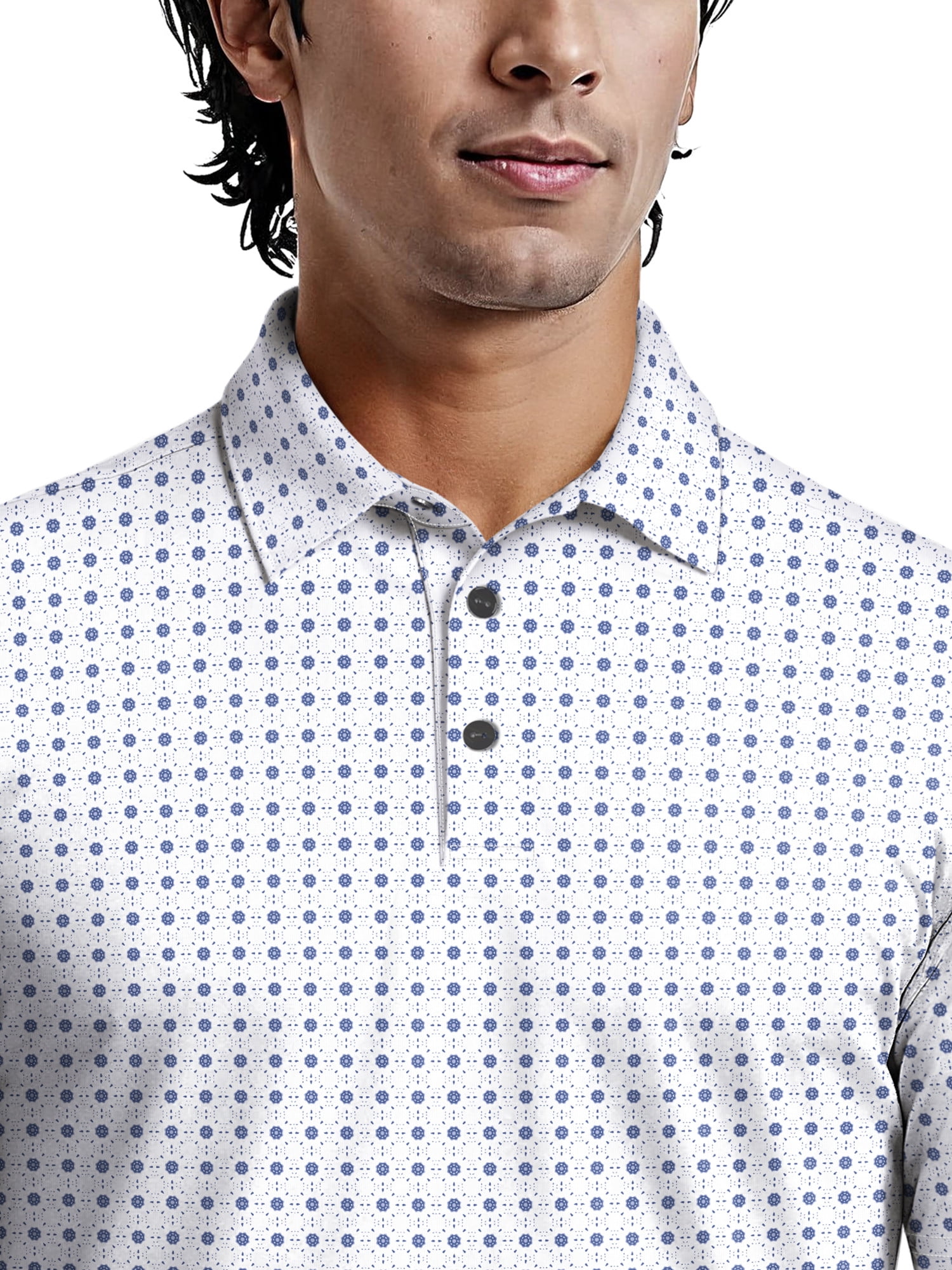 Ben Hogan Men's & Big Men's Performance Simple Geo Printed Short Sleeve Polo Shirt, up to 5XL