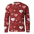 thumbnail image 5 of Fgvctg Romantic Valentine's Day Sweater Mens Crewneck Ribbed Knit Sweater Love Heart Print Romantic Slim Fit Long Sleeve Pullover Sweaters Spring Lightweight Blouse Red 4XL, 5 of 5