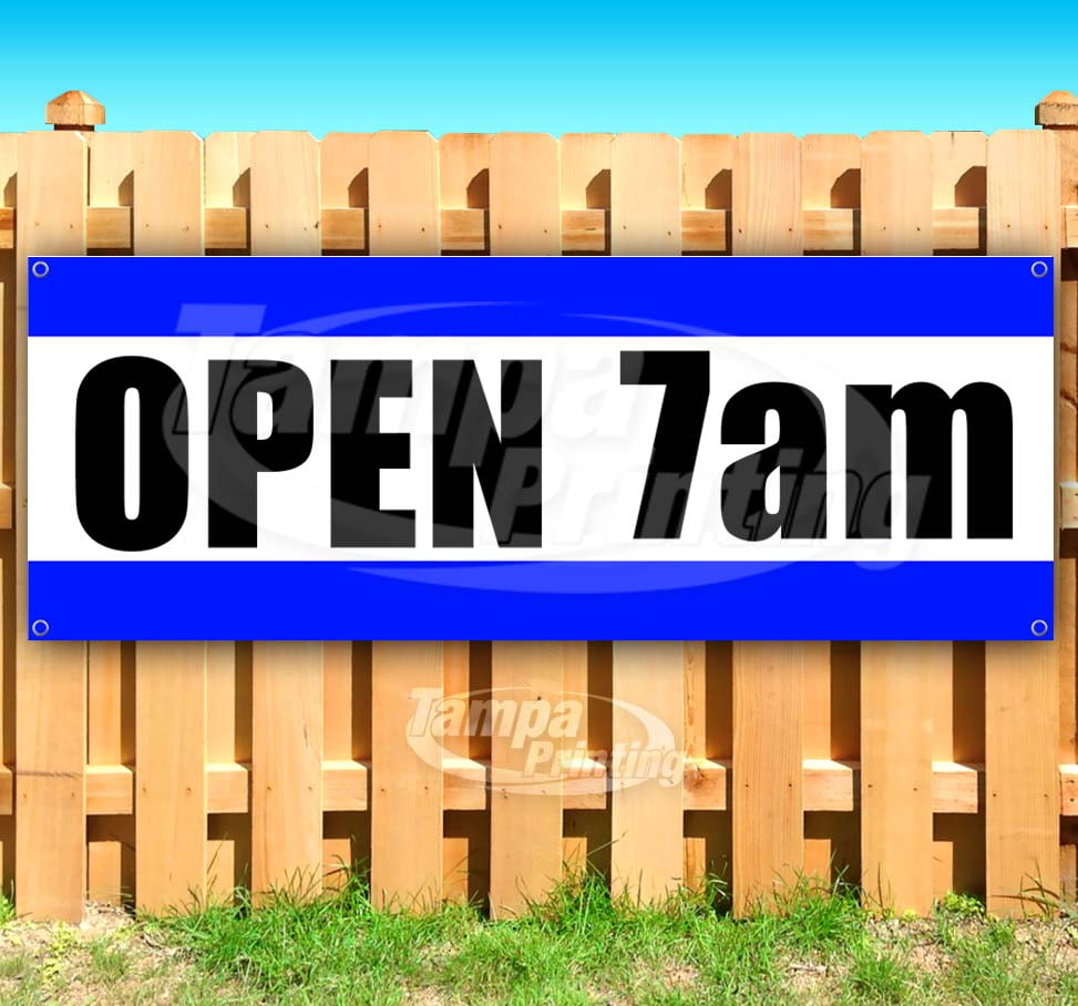 Open 7Am 13 oz Vinyl Banner With Metal Grommets
