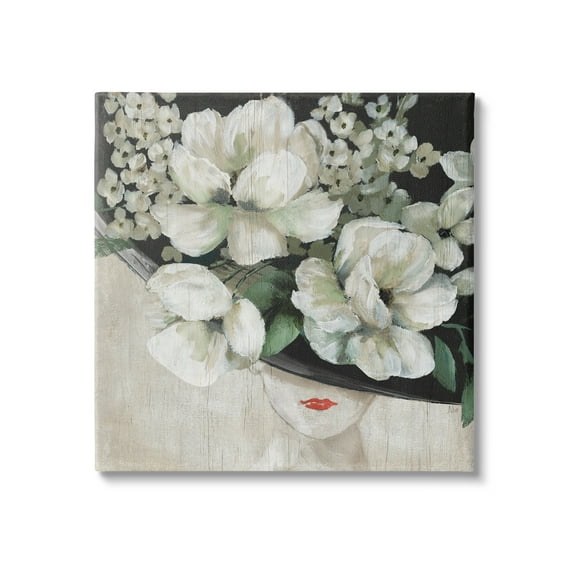 Stupell Rustic Fashion Woman Floral Hat Botanical & Floral Painting Gallery Wrapped Canvas Print Wall Art