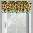 thumbnail image 5 of Sunflowers Valance & Tier Curtain 3 pcs Set, Flying Bees with Jumble Design Leafy Helianthus with Minty Stripes, Window Treatments for Kitchen Room Decor, 55" x 36", Mustard Seafoam Green, 5 of 5