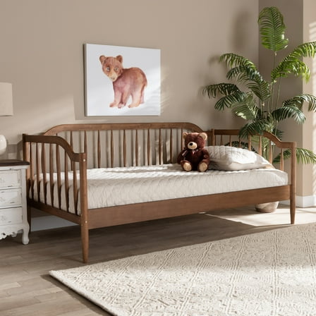 Baxton Studio Parson Classic Mid-Century Modern Walnut Brown Finished Wood Twin Size Daybed