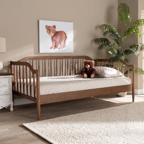 Baxton Studio Parson Classic Mid-Century Modern Walnut Brown Finished Wood Twin Size Daybed