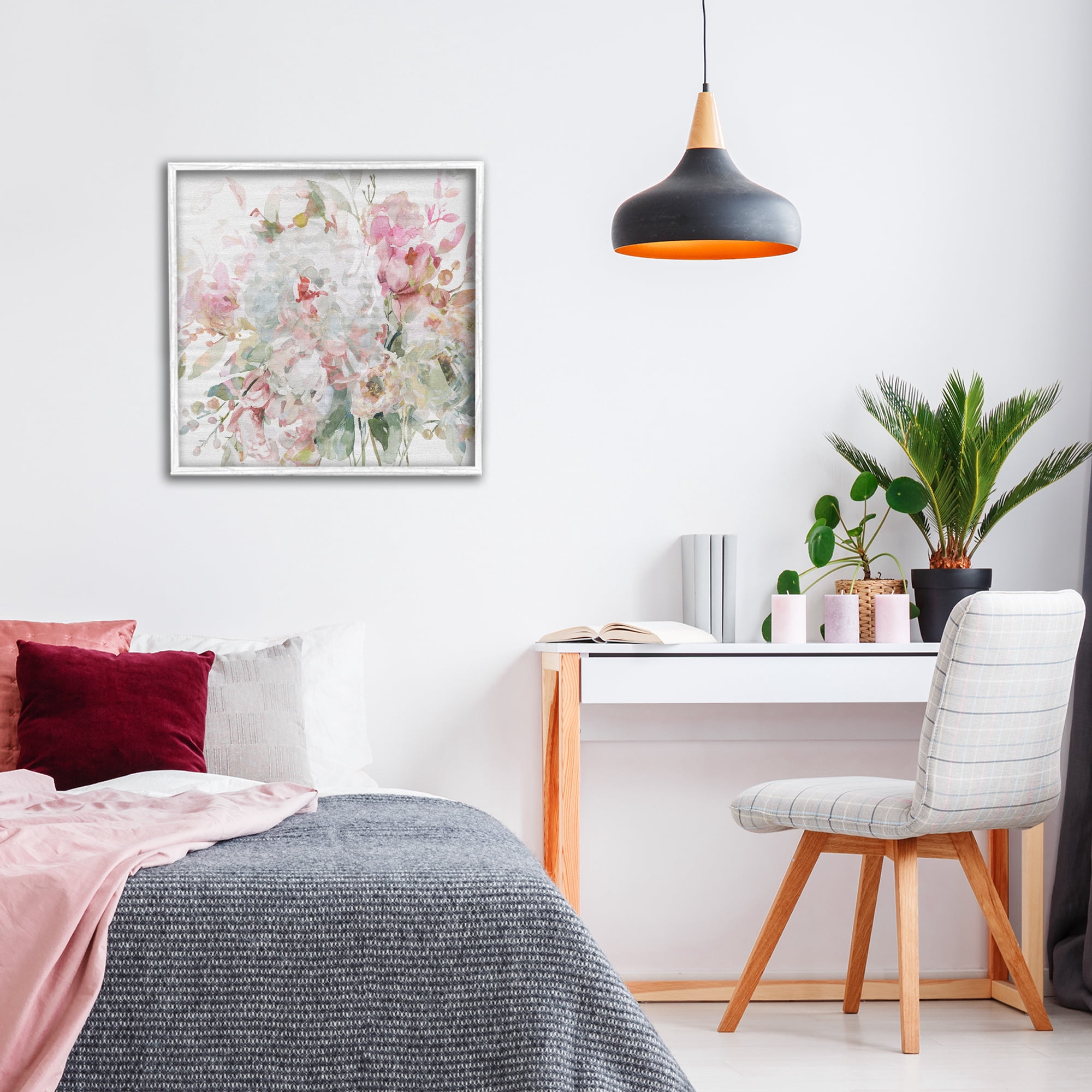 Stupell Industries Romantic Pastel Blossoms White Framed Giclee Art, design by Carol Robinson