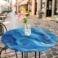 thumbnail image 3 of Blue Marble Elastic Fitted Round Table Cover Abstract Modern Art Waterproof Outdoor Tablecloth for Holiday Party, Picnic, Patio & Dining Fits Tables Up to 36"-44", 3 of 8