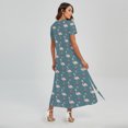 thumbnail image 2 of Christmas Snowy Flamingo Pattern Printed Short Sleeve Maxi Dress, Jesus Christian Fashion Summer Maxi Dress For Women, 2 of 4