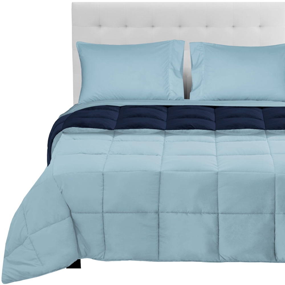 5-Piece Reversible Bed-in-a-Bag - Full (Dark Blue/Light Blue, Sheet Set ...