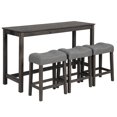 thumbnail image 5 of SESSLIFE 4 Piece Bar Table Set with Power Outlet, Counter Height Pub Table with Padded Stools, Behind the Couch Table Set for Living Room,Dining room, Dark Gray, 5 of 6