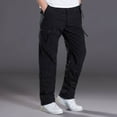 thumbnail image 5 of successthop Cargo Pant Elastic Waist for Men Fleece Solid Workwear with Multiple Pockets Zipper Casual Trousers, 5 of 5