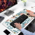 thumbnail image 2 of Pink Flowers and Blue Leaves Desk Mouse Pad Pad Mouse Waterproof Non Slip for Office Home Work Gaming Desktop Tables Mousepad Rubber Base Mousepad with Stitched Edges 35.4x15.7inches, 2 of 7