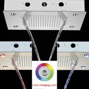 Ceiling Mounted Rainfall Waterfall Shower Head color changing led Brushed Nickel