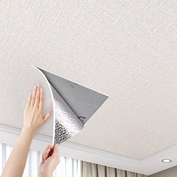 1Roll Self Adhesive Ceiling Wallpaper Sticker 3D Thickened Heat Insulation Wall Repair Patch Peel And Stick Waterproof Moisture Proof Living Room Kitchen Bedroom Do