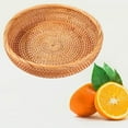 thumbnail image 4 of Wicker Woven Round Snack Fruit Bowl Rattan Food long time.   It can be Tray Organizer 25x5cm, 4 of 8