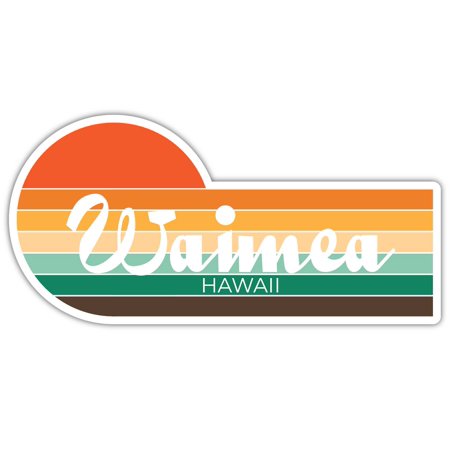 Waimea Hawaii 2 x 1.25 Inch Sticker Retro Vintage Sunset City 70s Aesthetic Design