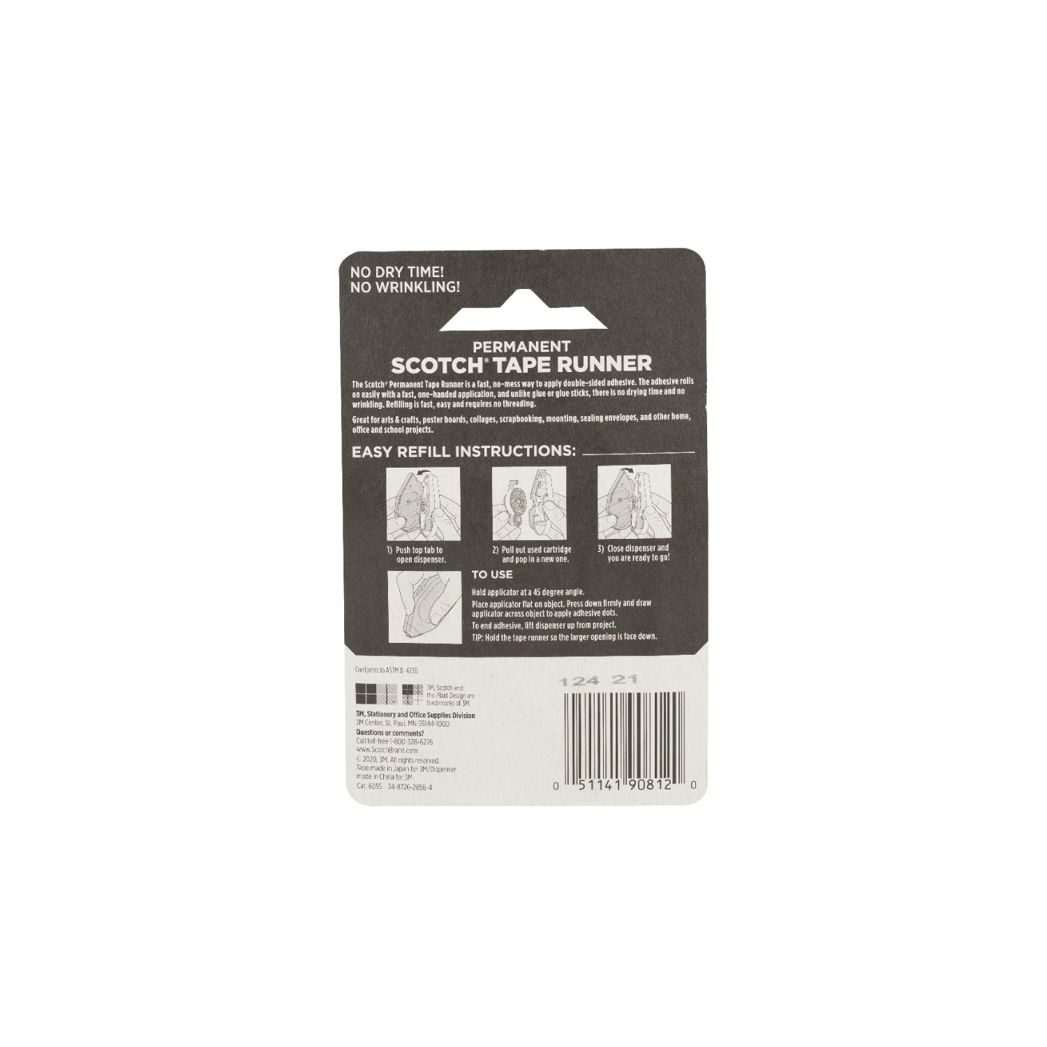(4 pack) Scotch Adhesive Dot Roller, Clear, 1/3 in. x 49 ft, 1 Roller
