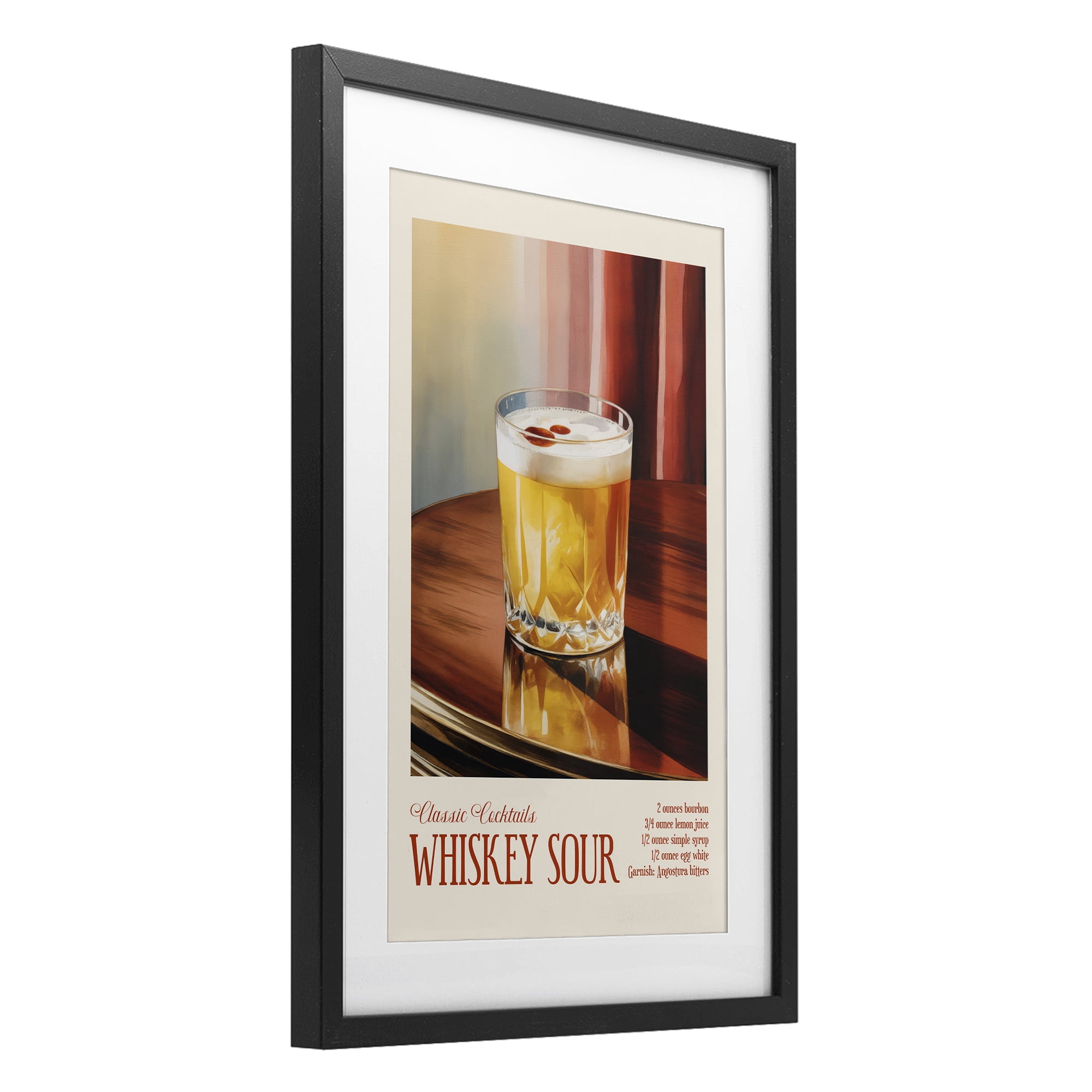 Stupell Industries Whiskey Sour on Table Black Framed Print Under Glass, design by Andreas Magnusson