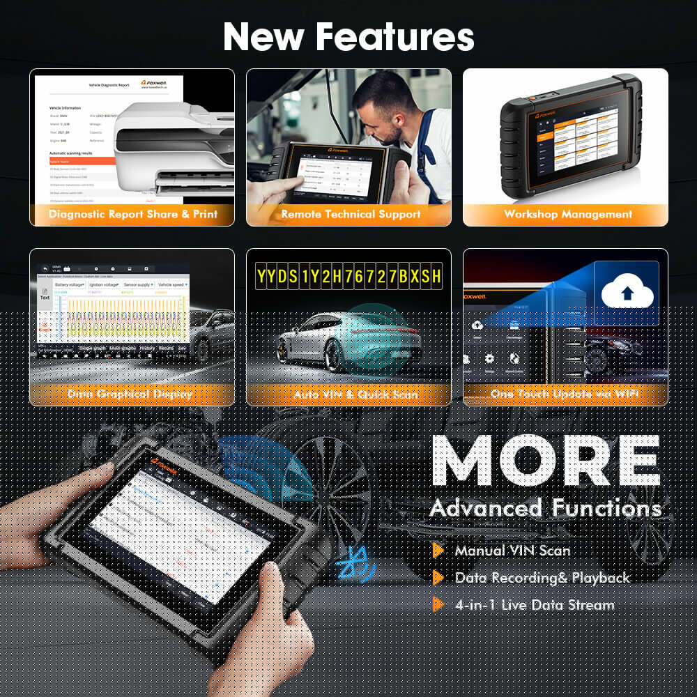 Foxwell NT809BT Automotive Diagnostic Tool with Bi-Directional Control, Wireless Black