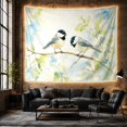 thumbnail image 6 of Birds Resembling Capped with Chickadees Perched Thin, Serene Watercolor for Plant Lovers, Aesthetic Wall Decor, Mother'S Day Gift, Tapestry Wall Hanging for Dorm and Living Room, 6 of 7