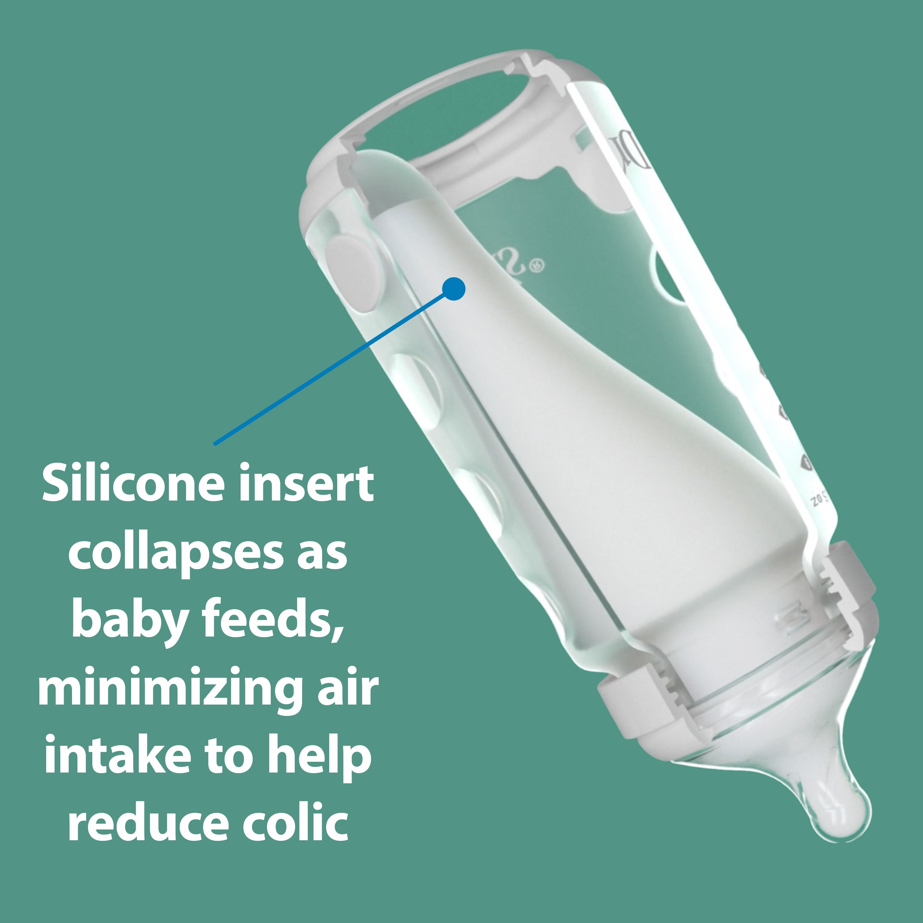 Dr. Brown's Silicone Baby Bottle with Anti-Colic Insert, 9oz photo 2