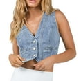 thumbnail image 2 of XMHJSMD Womens Tank Top Foreign Trade Border New Women's Denim Undershirt in Europe and The United States Wind V Neck Cowboy Undershirt Undershirt Tops Female(Blue,S), 2 of 4