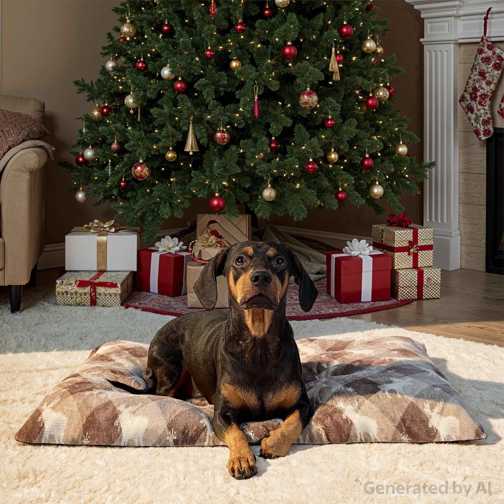 Vibrant Life Medium Pillow Dog Bed, Brown Chic Cabin Moose, 27" x 36"