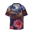 thumbnail image 3 of Cauagu Realistic Flower Turtle Men's Short Sleeve Button Down Hawaiian Shirt for Men Bowling Shirts Casual Summer Beach Shirt,Small, 3 of 6