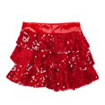 thumbnail image 3 of YONGHS Jupe Tutu à Paillettes pour Filles, Jupe de Danse à Volants, Robe de Ballet Rouge 16, 3 of 5