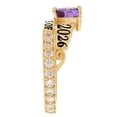 thumbnail image 2 of JackAni 14k Yellow Gold Simuated Amethyst February Birthstone Gorgeous 2026 Graduation Ring - Size 7.75, 2 of 5
