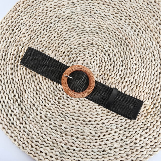 Cinturón de poliéster para mujer, elegante, ajustable, de color sólido, con frenillo bilateral