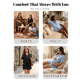 thumbnail image 5 of PINKSIR Women’s Plus Size Pajama Set – Button Down Short Sleeve Top & Drawstring Shorts with Pockets, Black, 5 of 8