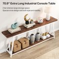 thumbnail image 6 of Industrial Console Table 70.9 Inch - Extra Long 2 Tier Storage Narrow Entryway Table, White & Brown Sofa Table Behind Couch for Living Room Hallway Foyer, 6 of 7