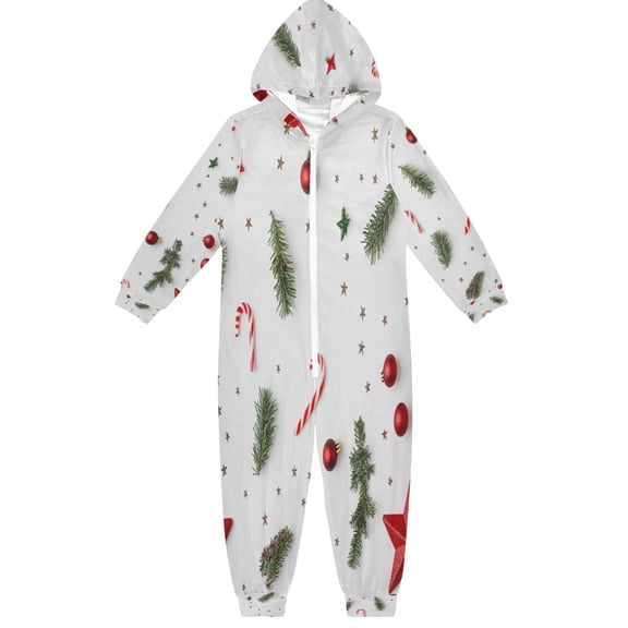 Soft Big Kids Onesie Pajamas Cozy Loose-Fit Jumpsuits for kids with Pockets for Christmas Lounge & Play Red Star and Candy