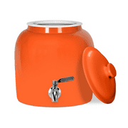 GEO Sports Orange Porcelain Ceramic 3-5 gallon Water Dispenser, Faucet with Included Lid