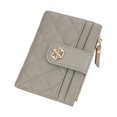 thumbnail image 2 of Cartera con cremallera para mujer, moderna, informal, con ventana para identificación, cartera pequeña para viajes y calle Gris verde, 2 of 9