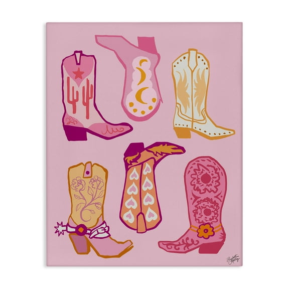 Stupell Industries Cowgirl Boot Designs Fashion Painting Wrapped Canvas Art Print Wall Art, 16 x 20