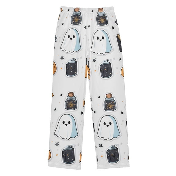 FORMRS Kids Pajama Pants with Pockets Size 6-8Y Boys Lounge Sleep Bottoms, Halloween Ghost